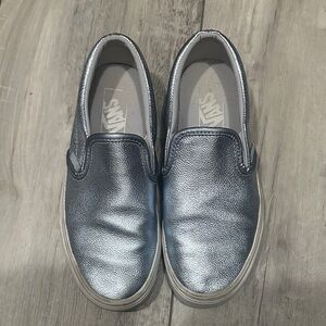 Metallic Blue Women’s Vans Slip-On Sneakers